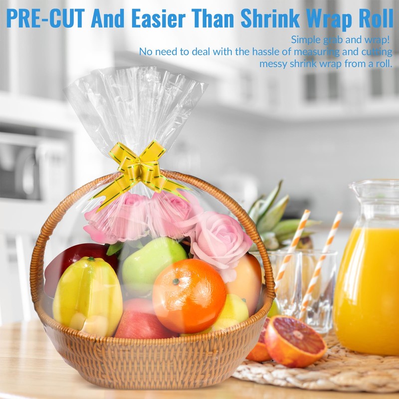 Yeumk Shrink Wrap Bags for Christmas Gift Baskets 18x24 Inches