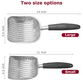 Frxat Cat Litter Scoop, Kitty Metal Scooper, Aluminum Alloy Sifter, Kitten Pooper Lifter, Deep Shovel, Long Handle, Poop Sifting, Durable, Heavy Duty, for Litter Box