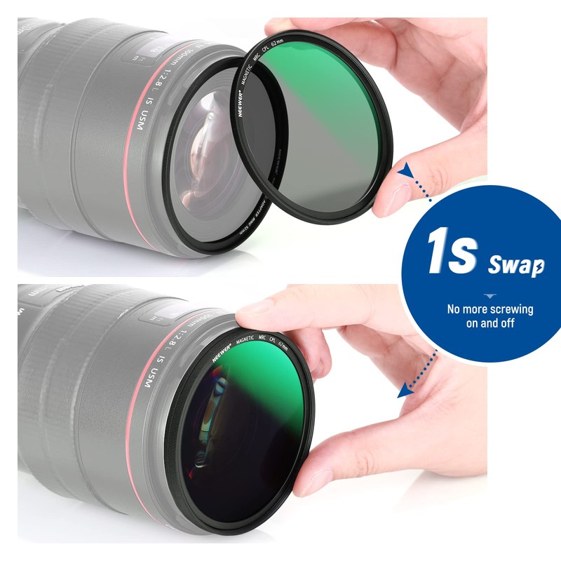 NEEWER 62mm 3-in-1 Magnetic ND Lens Filter Kit, Includes 10-Stop