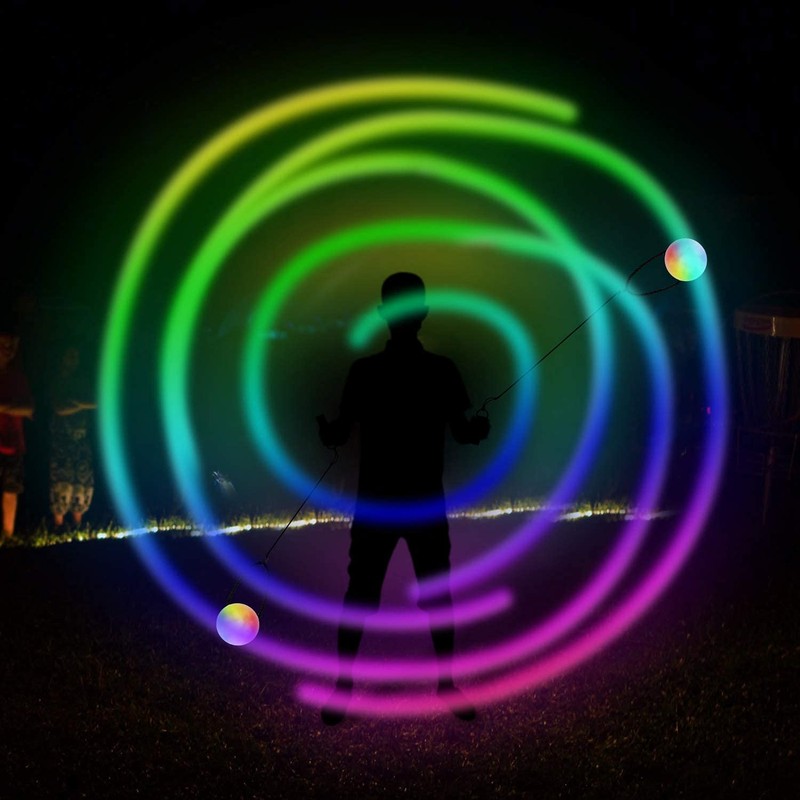 LED Poi Balls 2 Pieces, Light Spinning Flow Ball Toy,