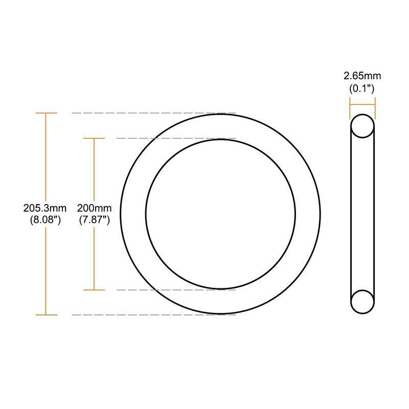 sourcing map Metric Nitrile Rubber O-Rings Seal 205.3 mm OD
