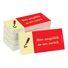 PRICARO Pack of 5 Sticky Notes "Bitte ausgefüllt an uns zurück" [German Language] Red 100 Sheets