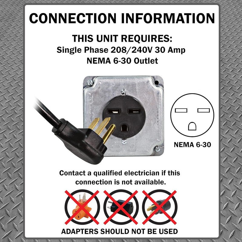 Comfort Zone CZ290 NEMA 6-30P 4,800-Watt Fan-Forced Industrial Heater, Integrated