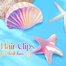Gortin Starfish Claw Clips Acrylic Seashell Hair Clip Large Hair Claw Clips Hair Accessories for Women (Purple, Free size)