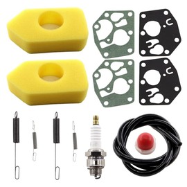 MCHNIC 2 x Air Filter 698369 for Briggs & Stratton Quattro Engines 3.5-4.5 HP 450 500 550 Series 698369 4216 5088 5099 Lawnmower with Regulator Springs 691859 692211 Membrane 49 5770 795083 Primer