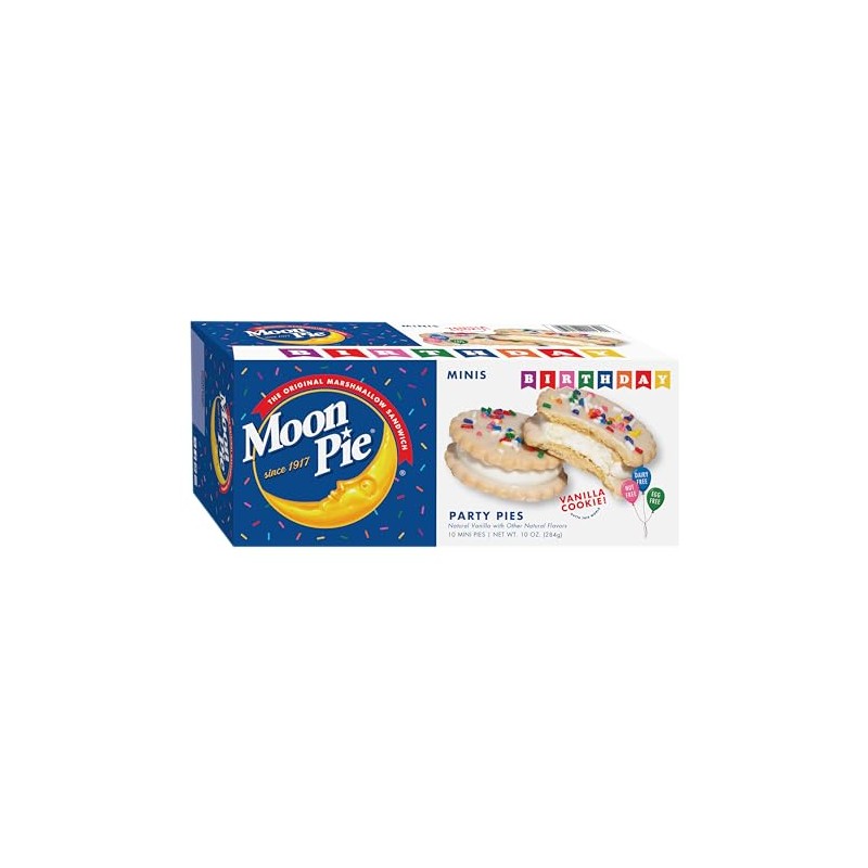 MoonPie Birthday Mini Party Pies, Vanilla Cookie, 10 Count, 10