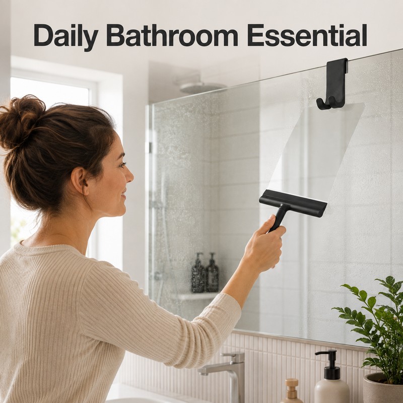Silicone Shower Squeegee for Glass Doors - Wide Flexible Wiper