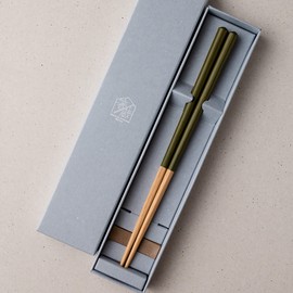 HASHIKURA SEASON 01 Chopsticks Dishwasher-safe, Natural Wood, Unisex, 8.9 inches (22.5 cm), Oak, Octagonal, Pinewood, Green, Made in Japan G-81043