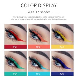 12 Piezas Eyeliner Colores Waterproof Liquido Delineador de Ojos de Colores Gel Eye Liner Mate Lapiz de Ojos Long Lasting Herramientas Maquillaje Regalo para Mujer