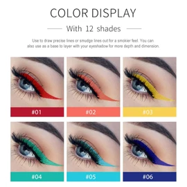 12 Piezas Eyeliner Colores Waterproof Liquido Delineador de Ojos de Colores Gel Eye Liner Mate Lapiz de Ojos Long Lasting Herramientas Maquillaje Regalo para Mujer