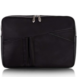 McKLEIN 15" Nylon Laptop Sleeve with Leather Trim- Auburn- Black