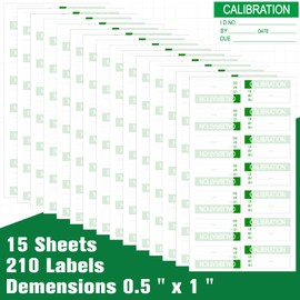 Harloon 210 Pcs Mini Self Laminating Calibration Labels 0.5" x 1" Waterproof Adhesive Stickers with Clear Flap for Nist and Iso-900 Calibrations, Inventory, Quality Control Organization