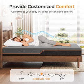 Vesgantti Twin XL Mattress, 6 Inch Gel Memory Foam Mattress Twin XL Size with Comfort Foam for Pressure Relief & Cool Sleep & Body Support, Made in USA, Medium Feel Bed in a Box, Grey