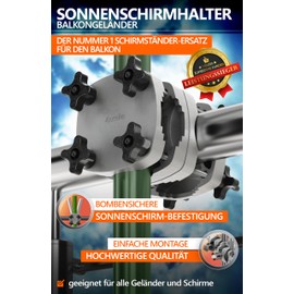 4smile Parasol Holder Balcony Railing - Parasol Holder SunnyGuy, Solid Allrounder - Universal Parasol Balcony Holder for any Balcony Parasol