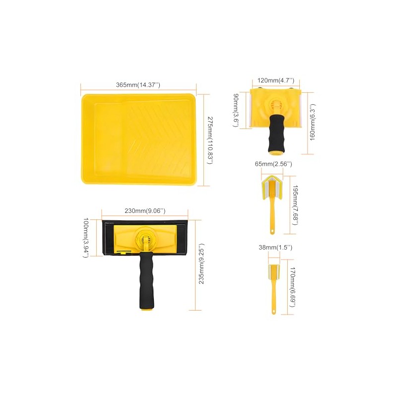 Paint Edger Tool Kit, 9” Paint Pad Set with 360°