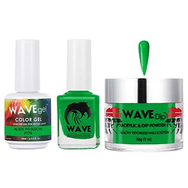 WAVEGEL Soak-Off Gel, Nail Lacquer & Acrylic/Dip Powder Matching Set - Simplicity Collection - #P179 Alien Invasion