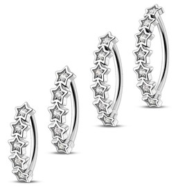 Oufer Star CZ 14G Clicker Belly Button Ring - Length: 14mm