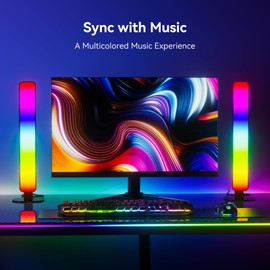 MICTUL LED Light Bar, Music Sync RGB Light Bar, USB Ambient Lamp, Color Changing Gaming TV Backlight with Remote Control, 15 Dynamic Modes for Room Gaming Decoration