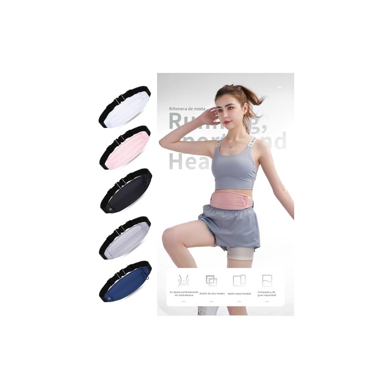 Cangurera Riñonera Deportiva para Correr Hombre Mujer, Azul