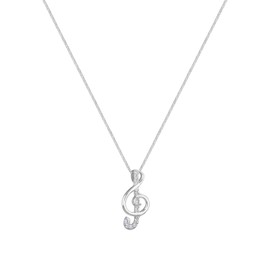 Elli Women's 925 Sterling Silver Clef Zirconia Necklace of Length 45 cm