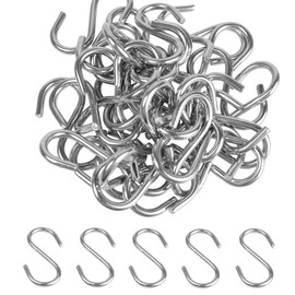 AUXBC 48PCS 1.2 Inch 304 Stainless Steel S Hooks, Heavy Duty M2 Hanging Hooks Mini S Shaped Hangers, Curtain Hanging Connectors S Shaped Utility Hooks