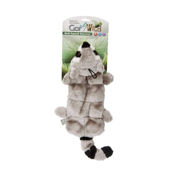 Gor Pets Soft Dog Toy Plush Wild Multi-Squeak Raccoon