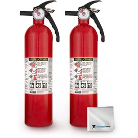 Kidde FA110 Multipurpose Fire Extinguishers 2 Pack - Red, (Rating 1-A:10-B:C) Includes Wholesalehome Cleaning Cloth