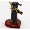 Solid Brass Amber Figurine of Dachshund in Nightcap with candy