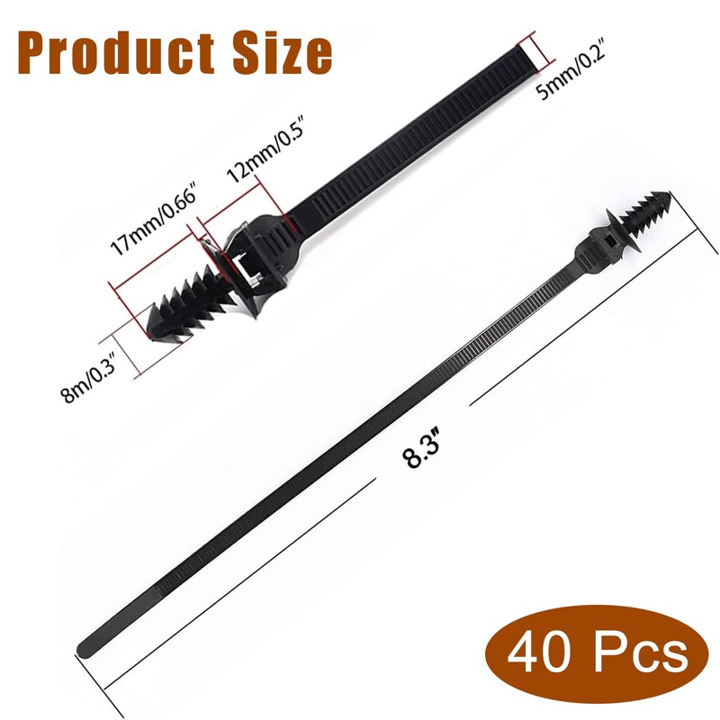 Nylon Push Mount Cable Zip Tie, 8.3" Heavy Duty Nylon