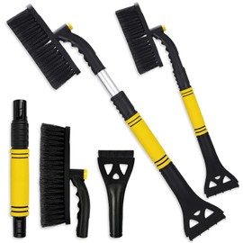 Axinyijia 3-in-1 Ice Scraper Car Snow Brush, Ice Scraper Car with Broom Telescope, 360° Ice Scraper Car Windscreen Broom Snow