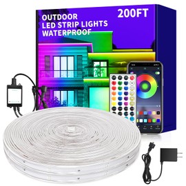 vimeepro 200ft Outdoor LED Strip Lights Waterproof,IP68 Waterproof LED Light Strips with Remote,App Control Music Sync RGB Outdoor LED Rope Lights,LED Lights for Bedroom,Roof,Pool,Deck,Balcony