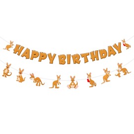 SHADOAMP Kangaroo Birthday Party Decoration, Kangaroo Banner Garland Happy Birthday Banner Australian Animal Garland DIY Required Craft for Kangaroo Lover Wild Zoo Animal Birthday Party Decoration