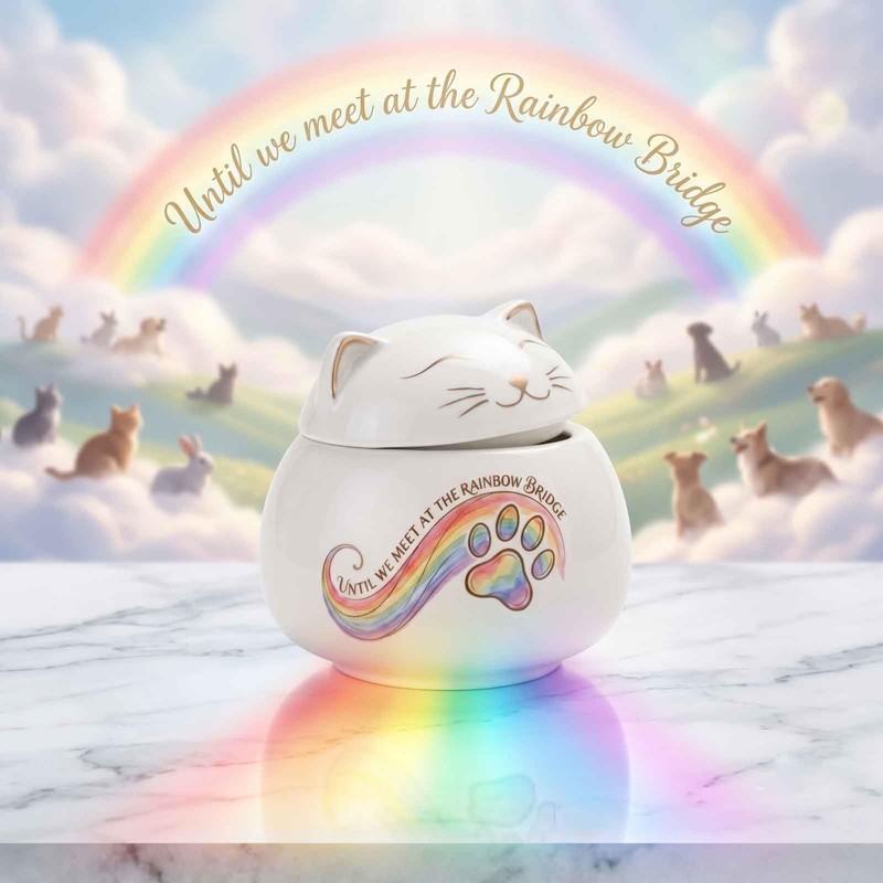 Cat Urn for Ashes, 3 Inch Ceramic Pet Memorial Urn