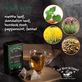 Aqua Balance Herbal Tea with Nettle Leaf, Dandelion Leaf and Burdock Root - Caffeine Free, Decaffeinated - 30 Individual Tea Bags by The Busy Botanist