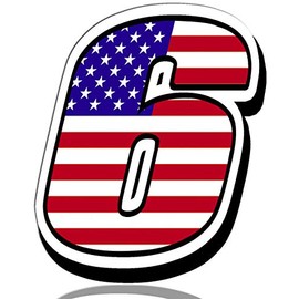 Racing Rally Number 6 Sticker Decal USA Flag N 306