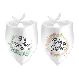 2 Pack Big Brother Sister Dog Bandanas Pregnancy Announcement Bandana for Family Pet Scarf Accessories Baby Announcements Reveal Ideas Reversible Triangle Bibs