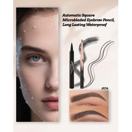 Multiple Forked Liquid Eyebrow Pencil Makeup Set, Microblading Long Lasting Waterproof Wild Tinted Eyebrow Pen, 2 in 1 Dual-Ended Ultra-Thin Brow Pencil with Brush, Gift kit for Women#04 GRAY BLACK