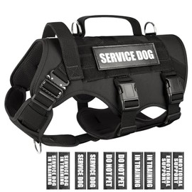 WINSEE Arnés Chaleco Táctico Molle para Perro Grande con 10 Parches de Servicio