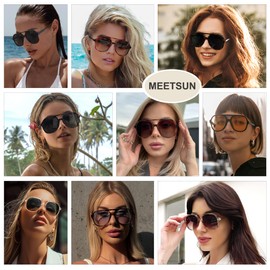 MEETSUN Retro Oversized Aviator Sunglasses for Women Men Trendy Square Aviators 70s Vintage Sun Glasses -3pack(Black+Brown Tortoise/Brown+Tortoise/Light brown)