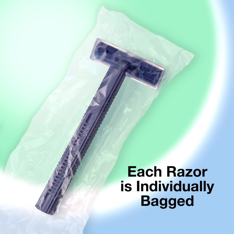 Freshscent (144 Pack) Individually Wrapped Twin Blade Razors with Clear