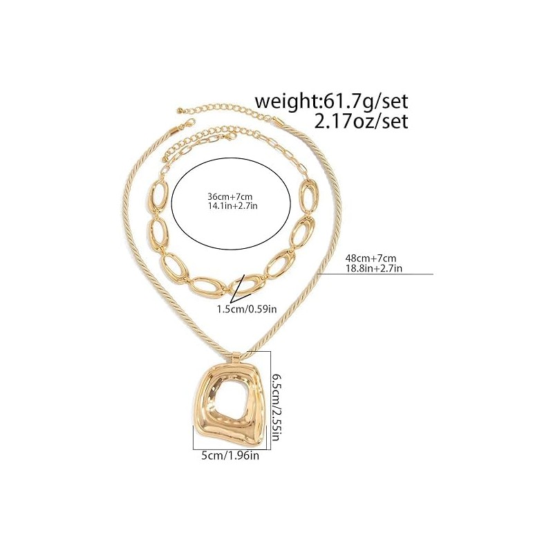 DIONFEI Fashionable Layered Gold Chain Pendant Necklace - Beige Rope