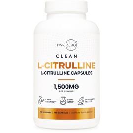 Type Zero L-Citrulline Capsules (180 Capsules) (1500 mg per Serving) - GMO-Free