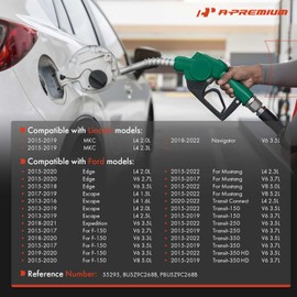 A-Premium Fuel Tank Filler Cap Compatible with Ford F-150 Edge 2015-2020, Escape 2013-2019, Transit Connect 2020-2022, Transit-350 HD/Mustang 2015-2022, Expedition 2018-2021 & Lincoln MKC, Navigator