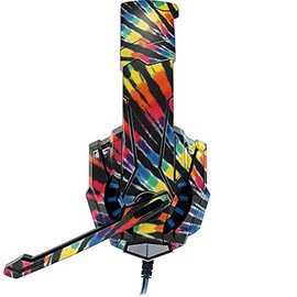 Skinit Decal Skin Compatible with BENGOO G9000 Gaming Headset - Liquid Blue Tie Dye - Rainbow Design