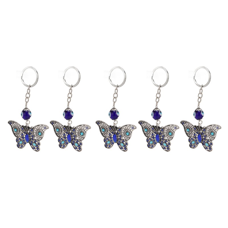 5Pcs Rhinestone Keychain Handcrafted Exquisite Beautiful Shiny Butterfly Shape Evil