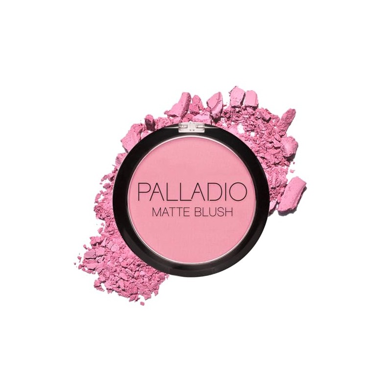Palladio Matte Blush, se aplica suavemente sobre las mejillas, apariencia