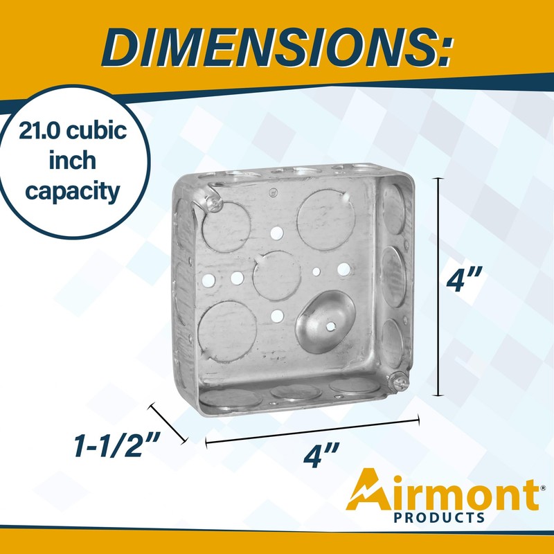 Outlet Box Kit, Includes 4x4'' Drawn Metal Electrical Box, 2