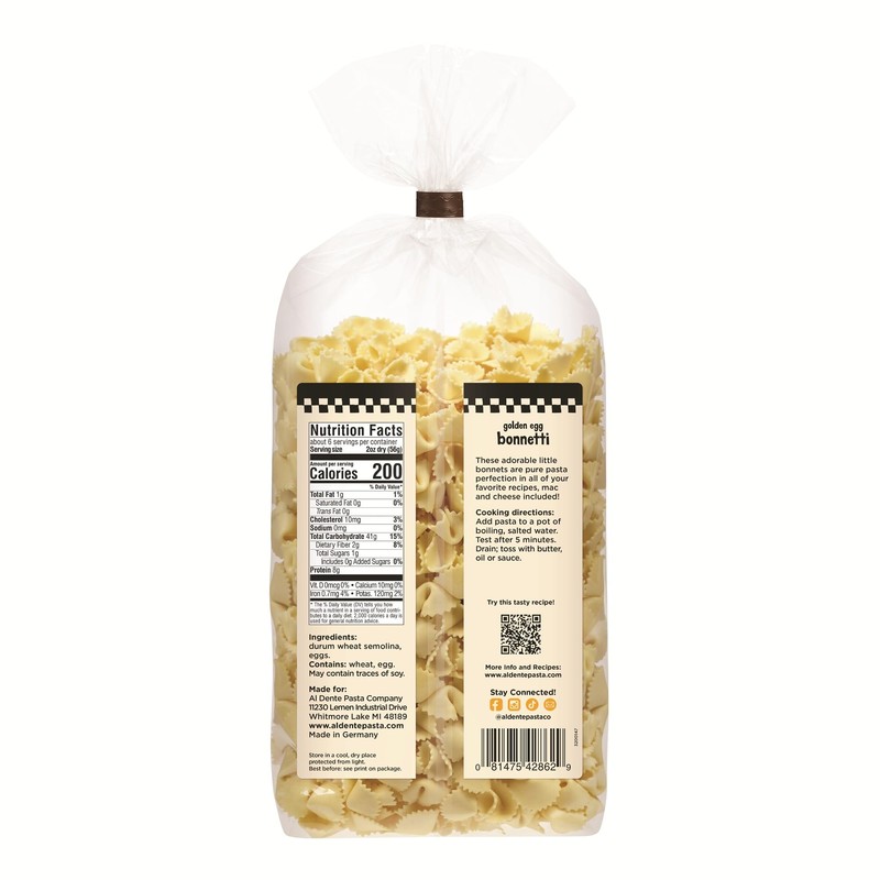 Al Dente Fresh Non-GMO Golden Bonnetti Pasta – Hand-Crafted, Delicious