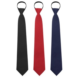 GHTIYLP Ties for Men Pre-tied Mens Tie, Zipper Mens Ties Adjustable Solid Color Ties for Wedding Office Concert Party (Black + Red + Navy Blue)