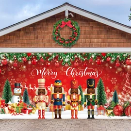Preboun Black Nutcracker Christmas Garage Door Decoration 6 x 13 ft African American Nutcracker Door Cover Hanging Christmas Garage Banner for Xmas Winter Holiday Party Supplies